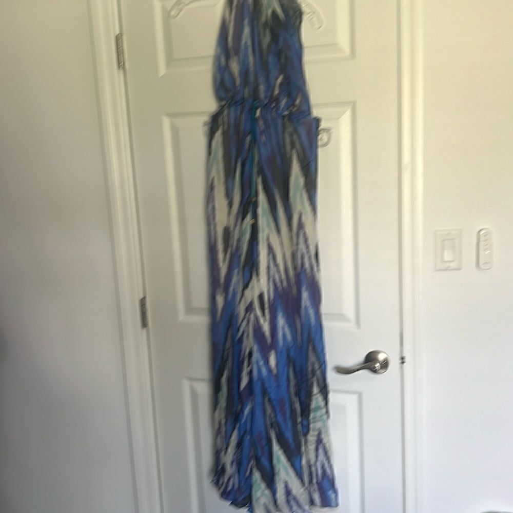 Alexis Blue Multi Backless Maxi Dress